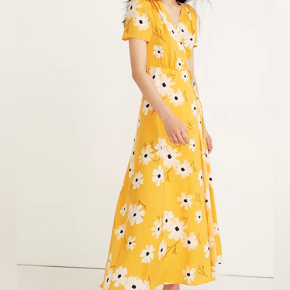 Madewell | Puff-Sleeve Wrap Midi Dress in Ikat Floral